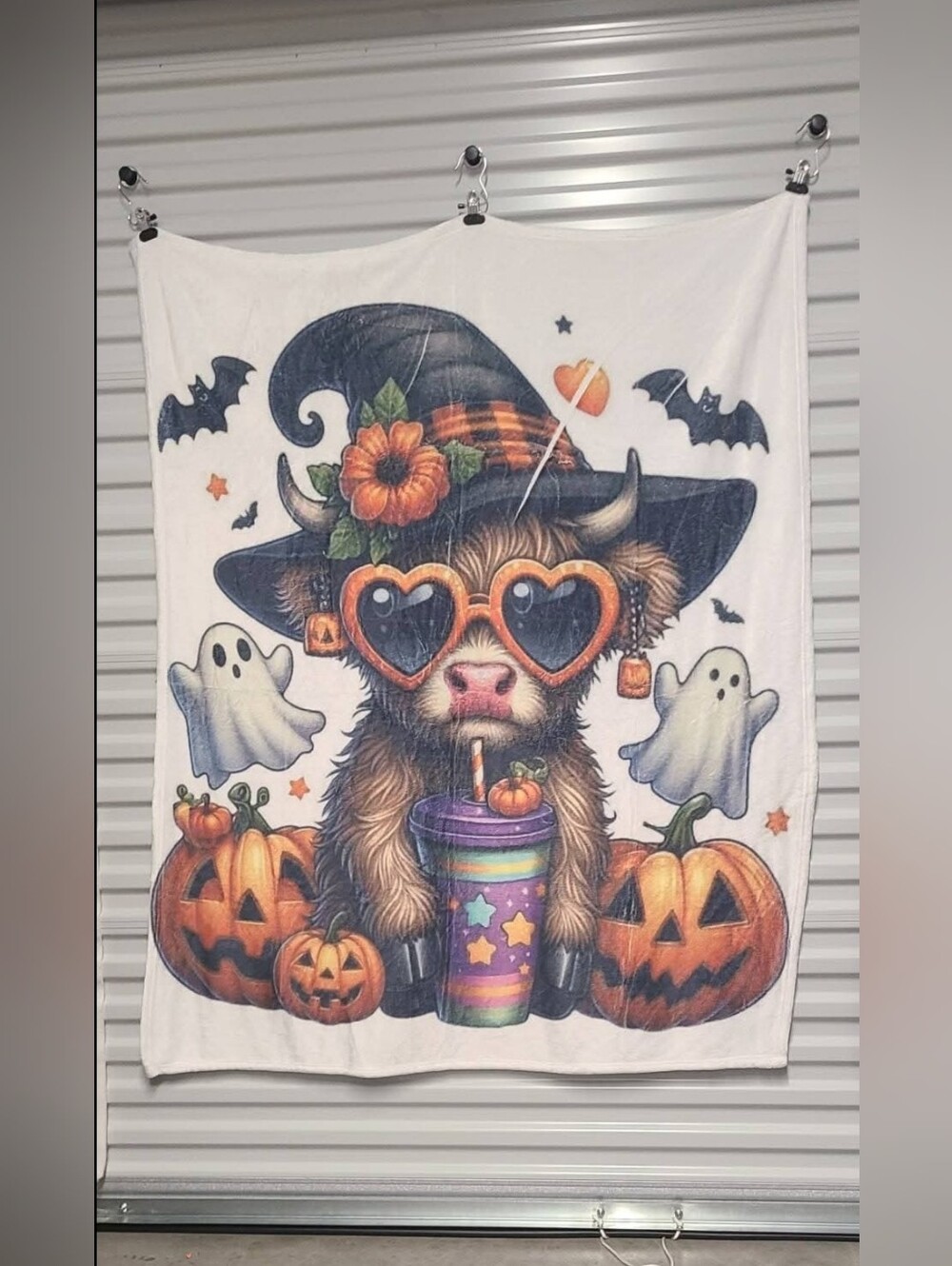 50 X 60 Halloween Highland Cow Throw